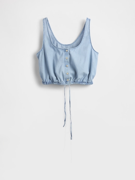 Image number 4 showing, Denim Cinched-Hem Cropped Top