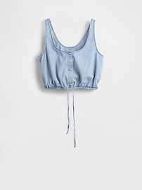 Denim Cinched-Hem Crop Top