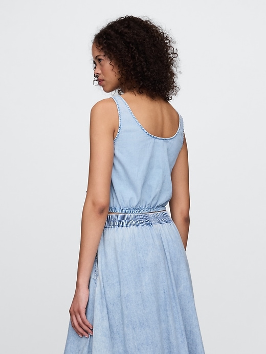 Image number 3 showing, Denim Cinched-Hem Cropped Top