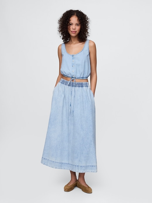 Image number 2 showing, Denim Cinched-Hem Cropped Top