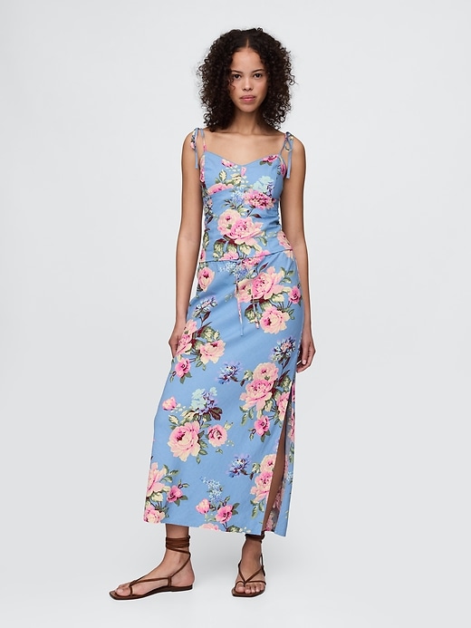 Image number 1 showing, Linen-Blend Midi Skirt