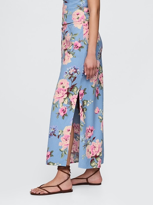 Image number 3 showing, Linen-Blend Midi Skirt
