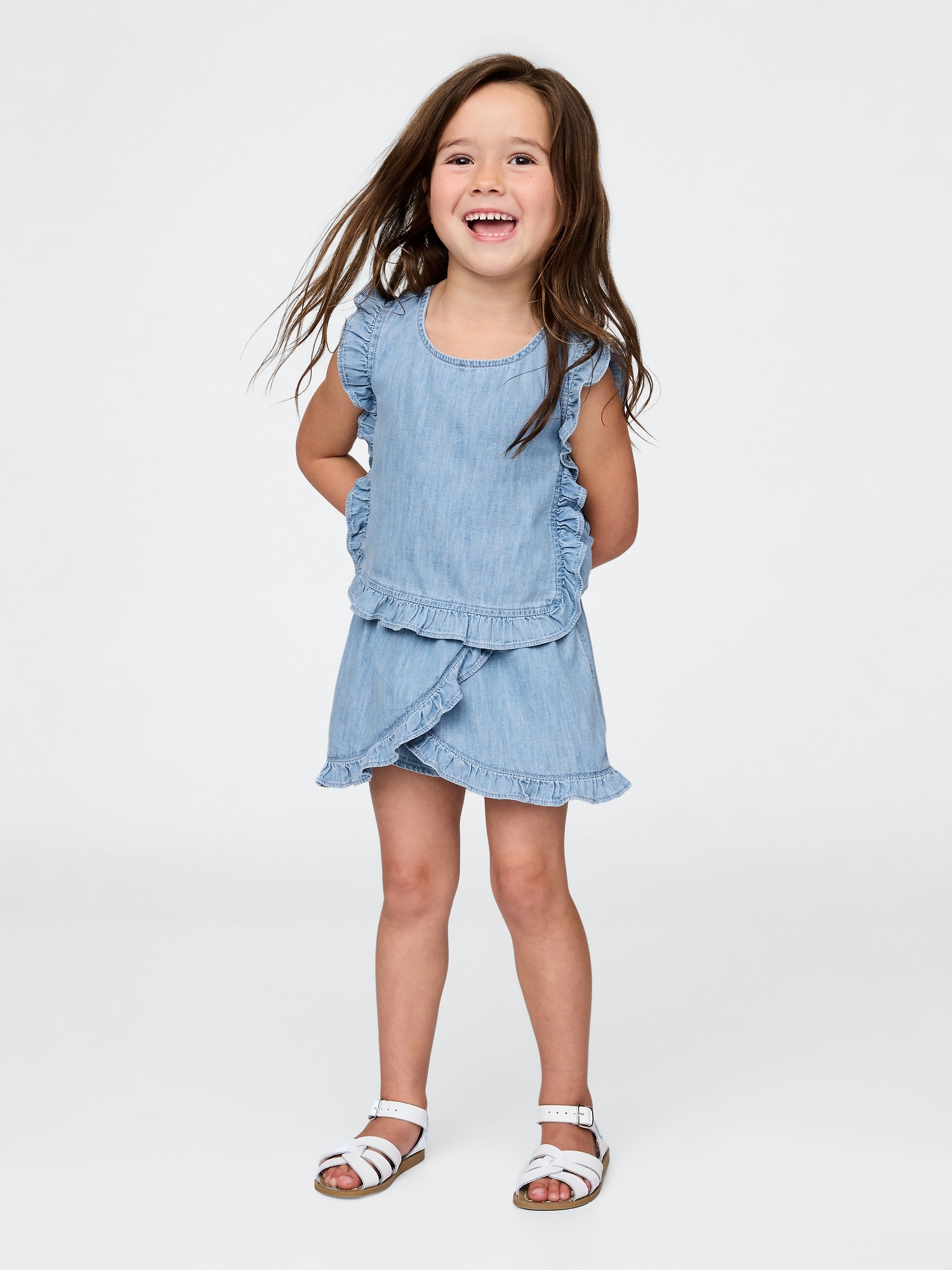 Baby & Toddler Denim Ruffle Skort Set