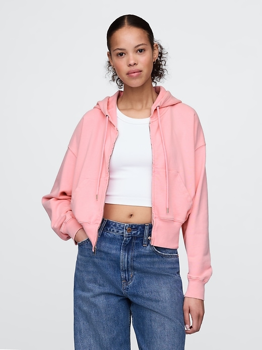 Image number 1 showing, Heavyweight French Terry Oversized Zip Wedge Hoodie