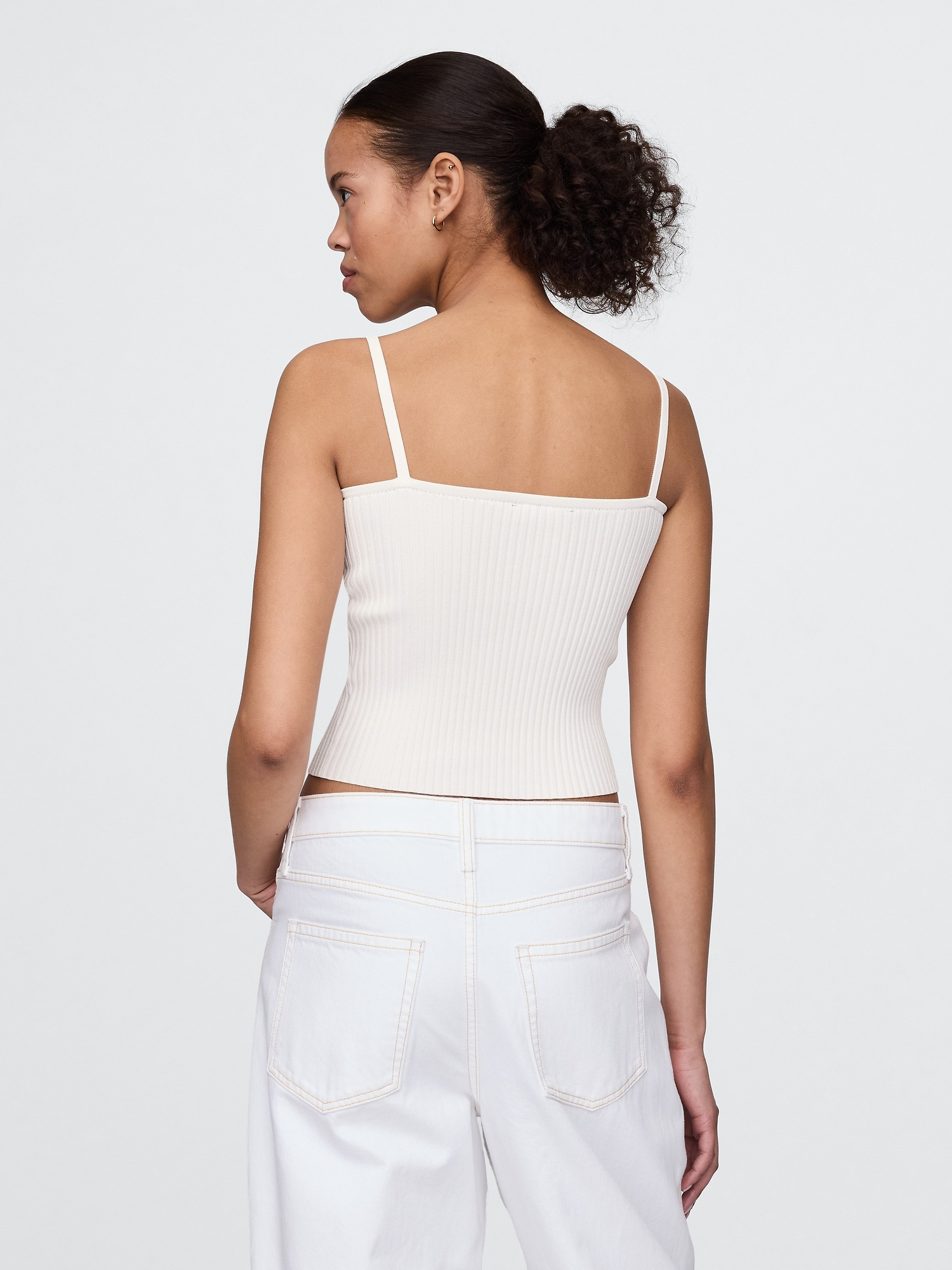 Женский свитер Gap Rib Sweater Crop Tank Top, цвет: Молочный белый — фото 3