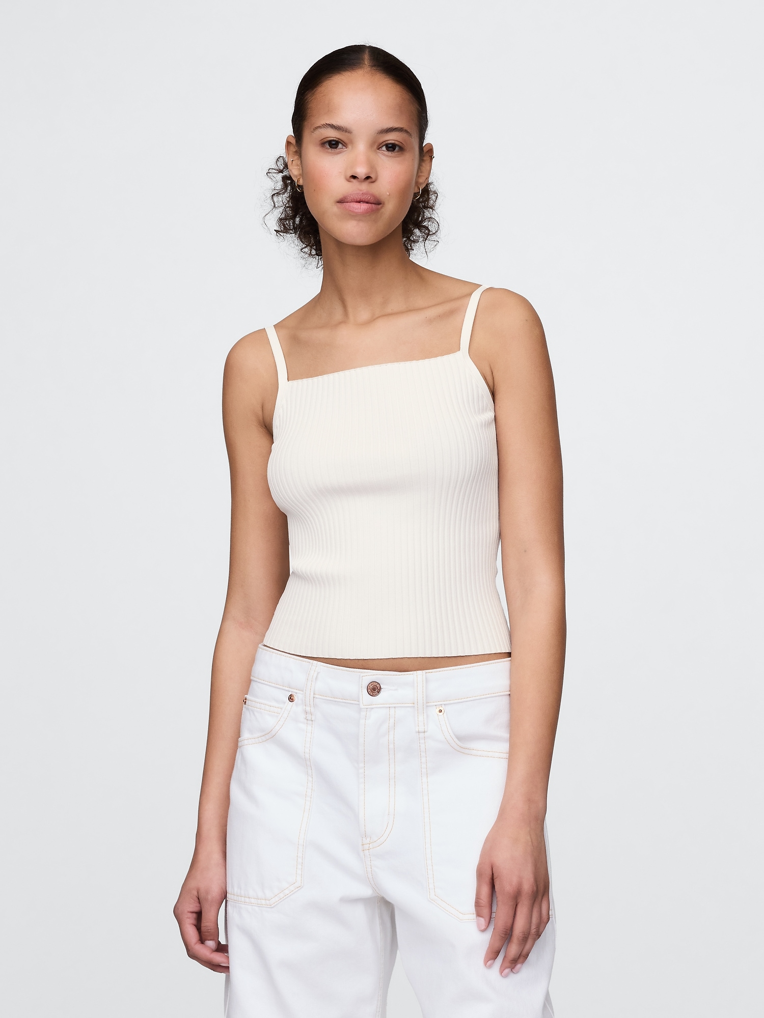 Женский свитер Gap Rib Sweater Crop Tank Top, цвет: Молочный белый