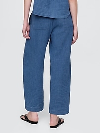 Crinkle Gauze Denim Easy Barrel Pants