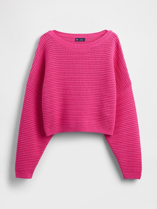 Image number 4 showing, Crochet Cropped Boatneck Sweater