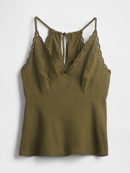 Image number 4 showing, Linen-Blend Embroidered Halter Top