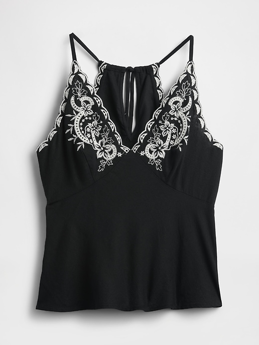 Image number 4 showing, Linen-Blend Embroidered Halter Top