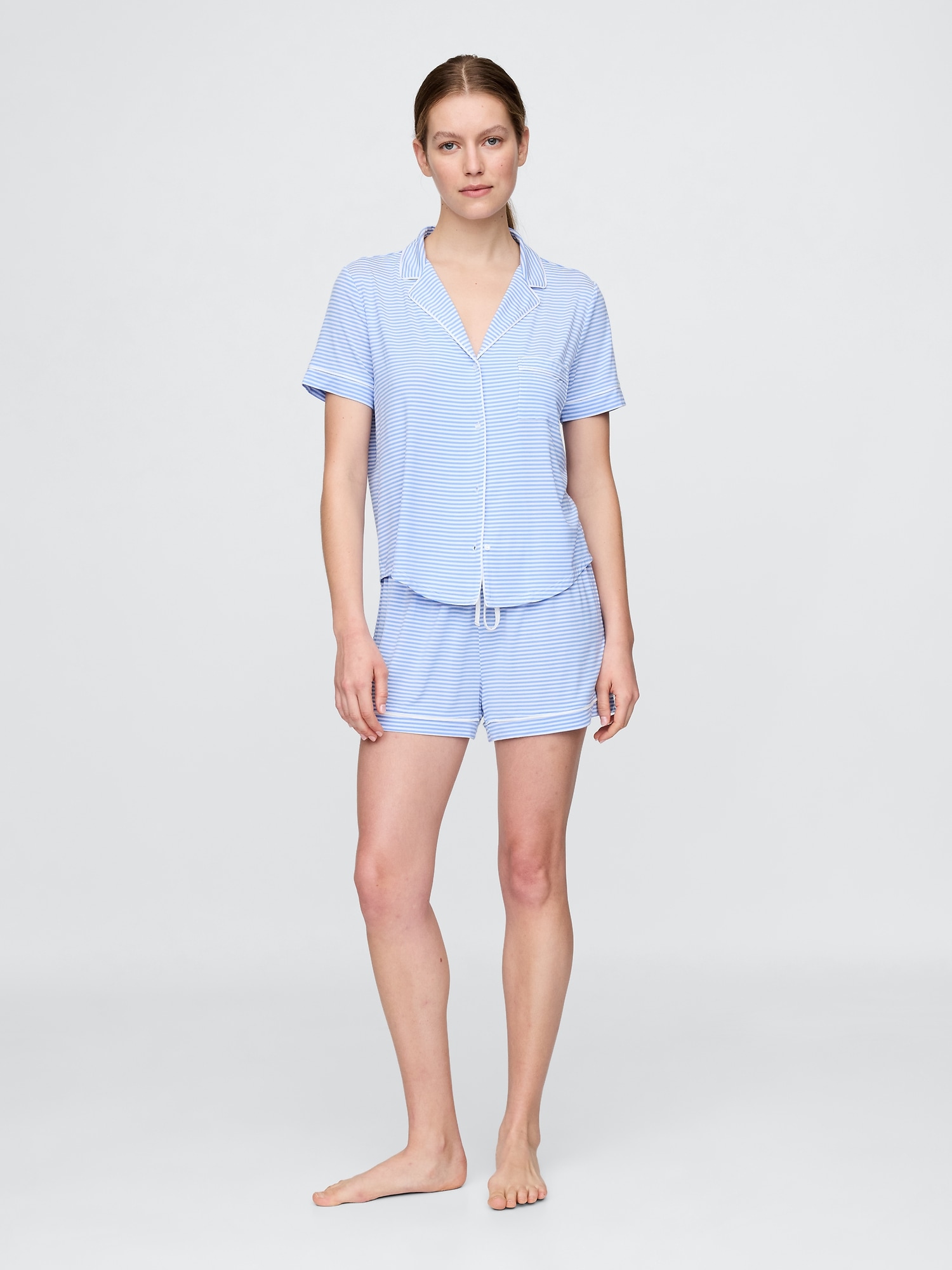 Gap Modal Pj Shorts In Blue & White Stripe