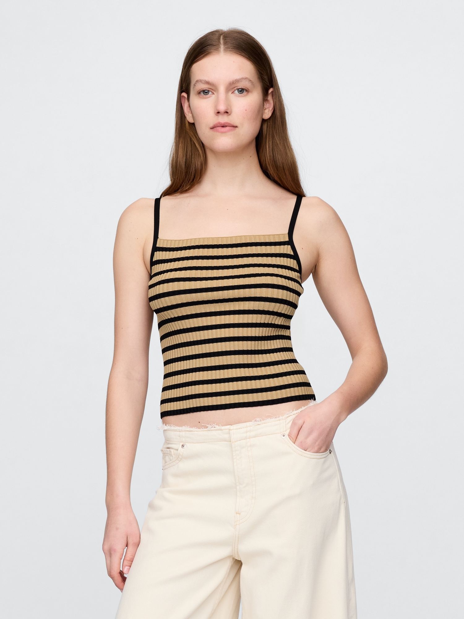 Cropped Rib Sweater Tank Top