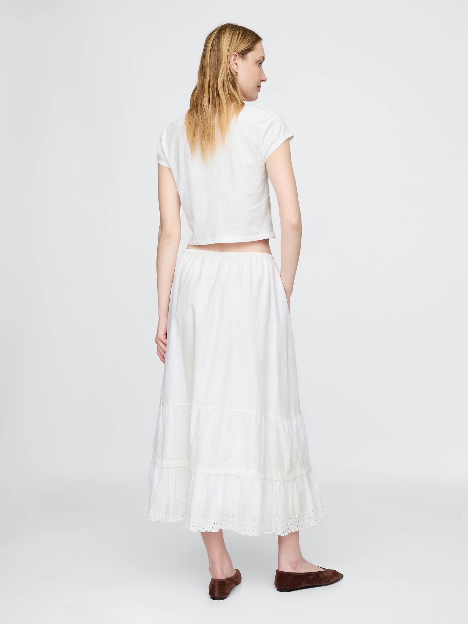 Женские юбки Gap Easy Tiered Eyelet Maxi Skirt — фото 2
