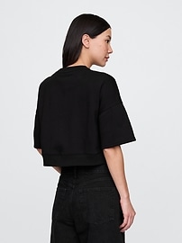 VintageSoft Cropped Elbow-Sleeve Sweatshirt