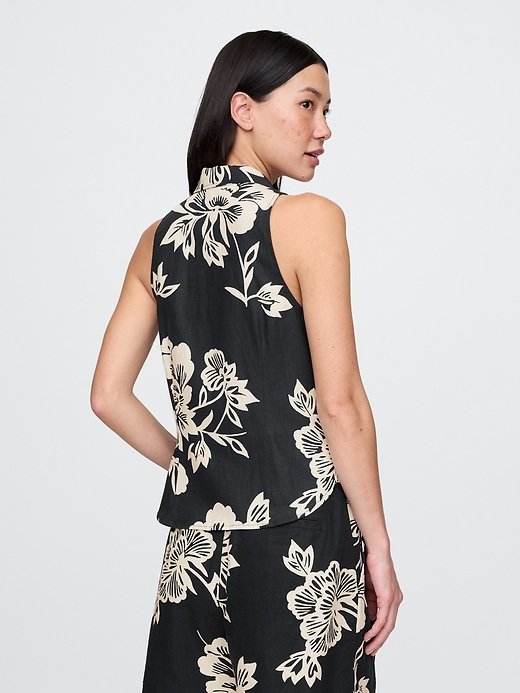Image number 3 showing, Linen-Blend Sleeveless Button-Front Shirt