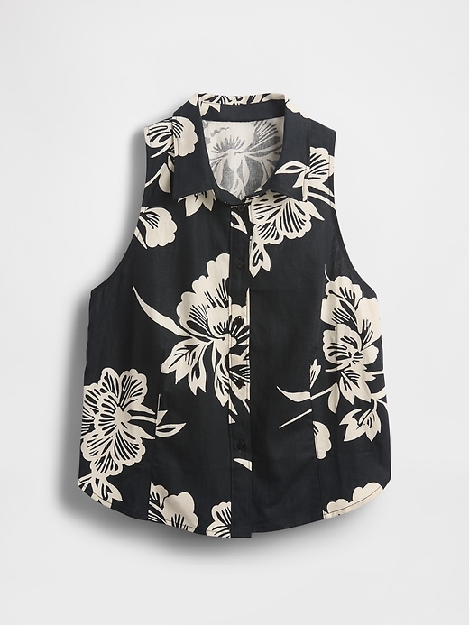 Image number 5 showing, Linen-Blend Sleeveless Button-Front Shirt