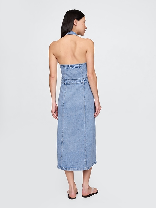 Image number 2 showing, Icon Denim Halter Midi Dress