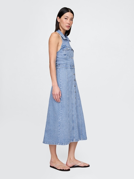 Image number 3 showing, Icon Denim Halter Midi Dress