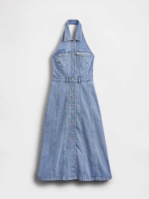 Image number 4 showing, Icon Denim Halter Midi Dress