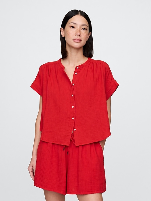 Image number 1 showing, Crinkle Gauze Dolman Shirt