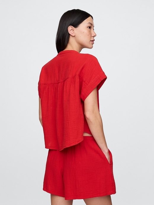 Image number 3 showing, Crinkle Gauze Dolman Shirt