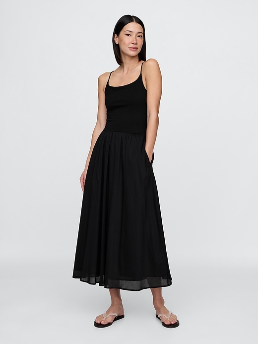 Image number 1 showing, Compact Jersey Mixed Media Maxi Dress
