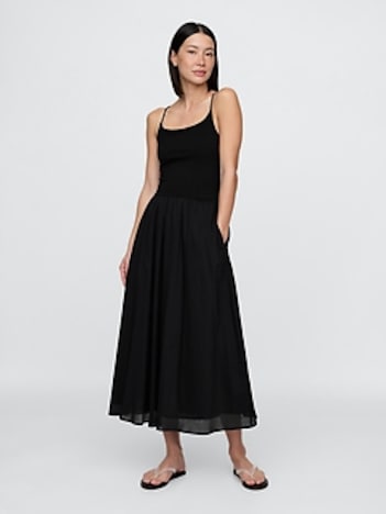 Compact Jersey Mixed Media Maxi Dress