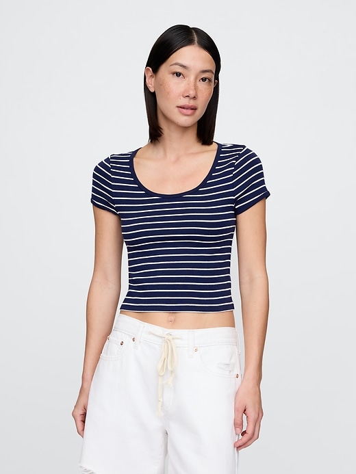 Image number 1 showing, Modern Cropped Cap-Sleeve T-Shirt