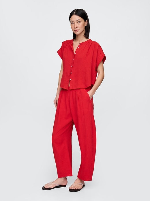 Image number 8 showing, Crinkle Gauze Easy Barrel Pants