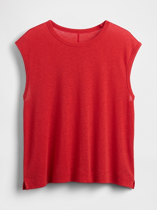 Image number 5 showing, Linen-Blend Crewneck Shell Tank Top