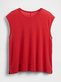 Linen-Blend Crewneck Shell Tank Top
