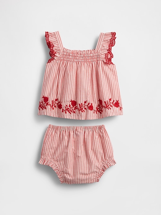 Image number 2 showing, Baby Striped Poplin Outfit Set