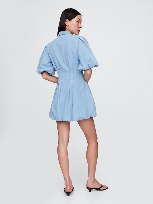 Image number 2 showing, Denim Bubble Mini Shirtdress