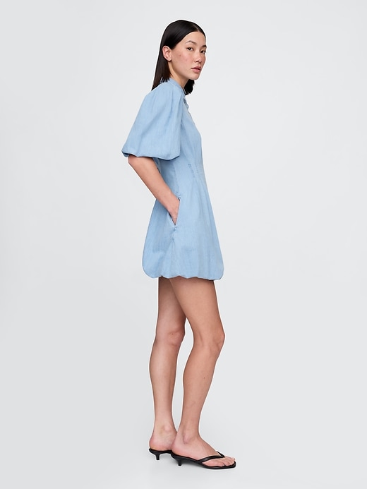 Image number 3 showing, Denim Bubble Mini Shirtdress