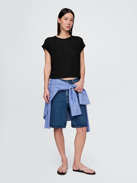 Image number 2 showing, Linen-Blend Roll-Cuff T-Shirt