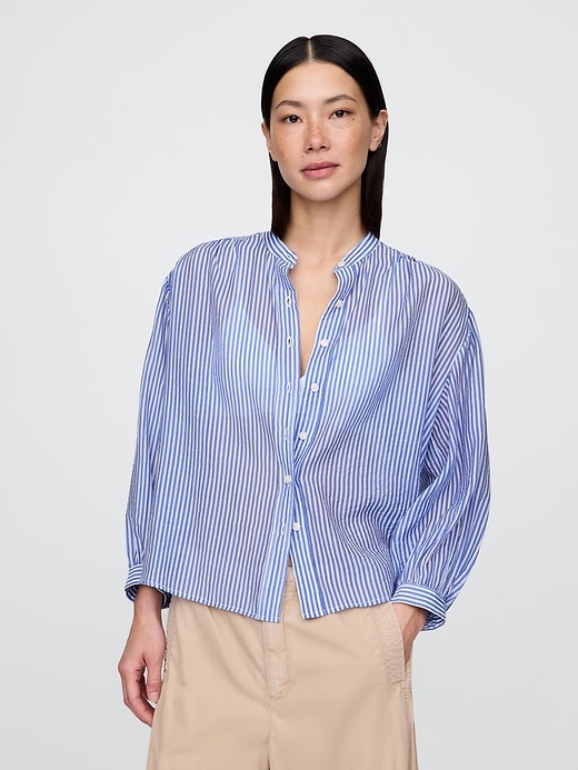 Image number 1 showing, Sheer Button-Front Shirt