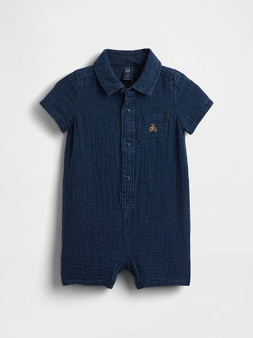 Image number 1 showing, Baby Crinkle Gauze Pocket Shorty One-Piece