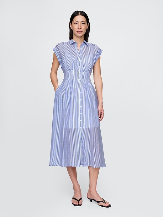 Image number 1 showing, Sheer Midi Shirtdress