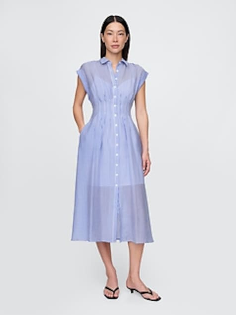 Sheer Midi Shirtdress