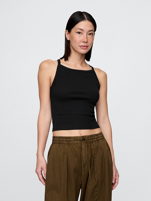 Image number 1 showing, Modern Apron-Neck Cropped Tank Top