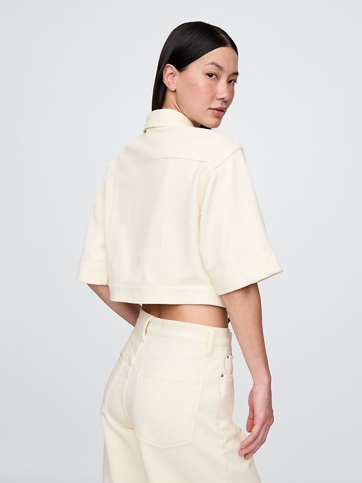 Image number 3 showing, Heavyweight French Terry Denim Cropped Jacket