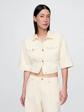 Heavyweight French Terry Denim Cropped Jacket