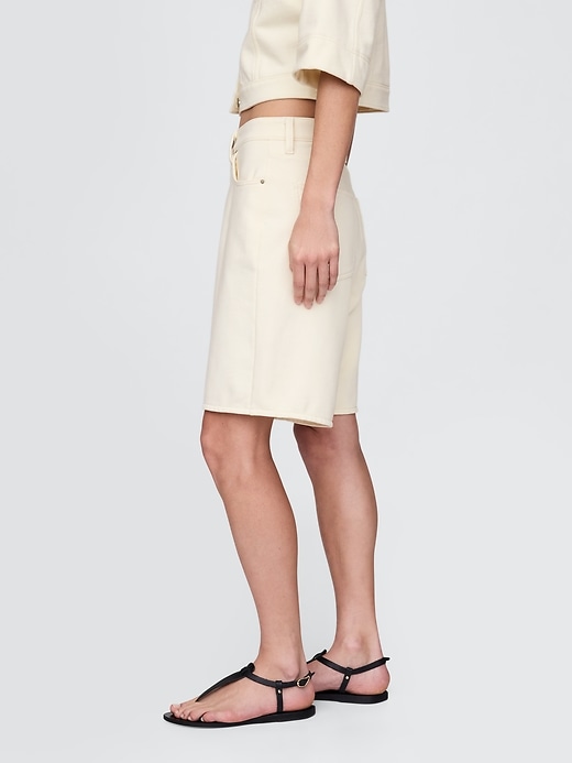 Image number 3 showing, 11" Mid Rise French Terry Denim Longline Shorts