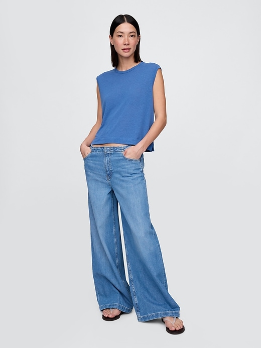 Image number 2 showing, Linen-Blend Crewneck Shell Tank Top