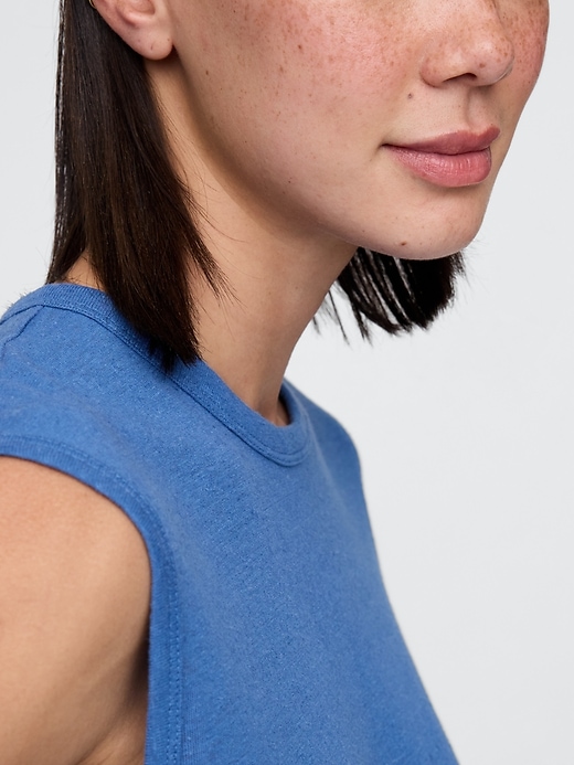 Image number 4 showing, Linen-Blend Crewneck Shell Tank Top
