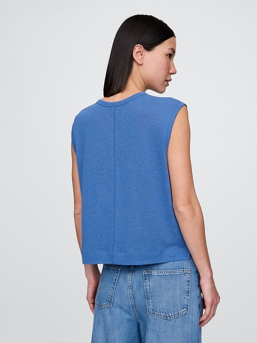 Image number 3 showing, Linen-Blend Crewneck Shell Tank Top