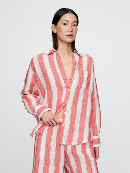 Image number 1 showing, 100% Linen Oversized Shirt
