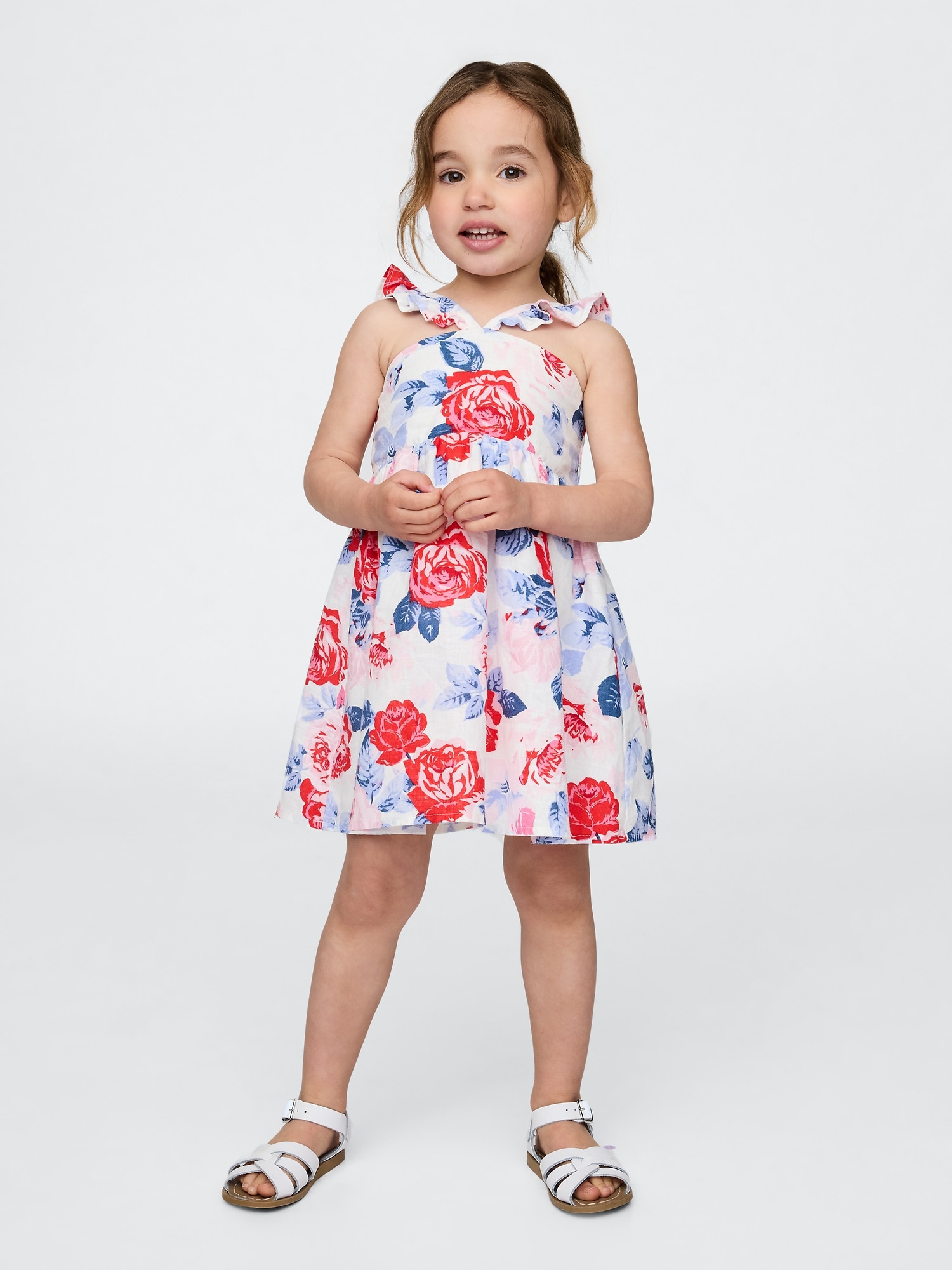 Baby & Toddler Linen-Cotton Flutter V-Neck Dress