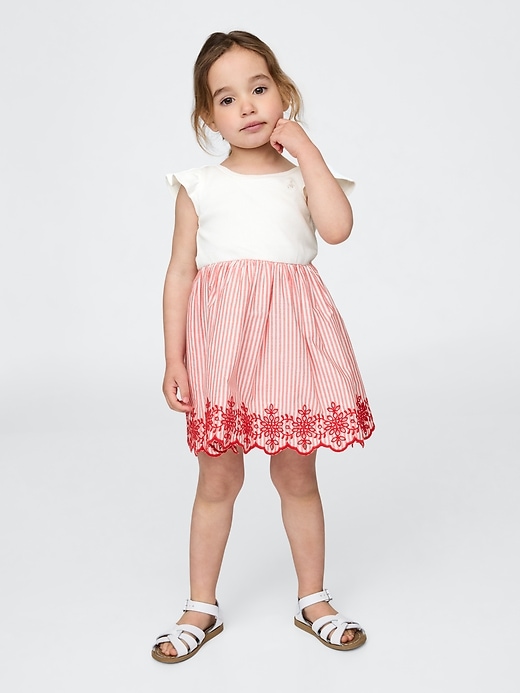 Image number 1 showing, Baby & Toddler Mixed Media Flutter-Sleeve Dress