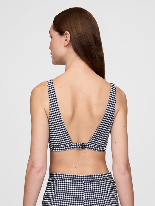 Image number 2 showing, Seersucker Gingham Crossover Bikini Top